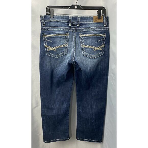 BKE Straight Crop Jeans 28 Dakota Midrise Denim Blue Cropped Dark EUC - Picture 2 of 11